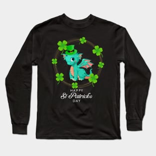 Happy St Patrick's Day Cool Dragon Irish Shamrock Gift Long Sleeve T-Shirt